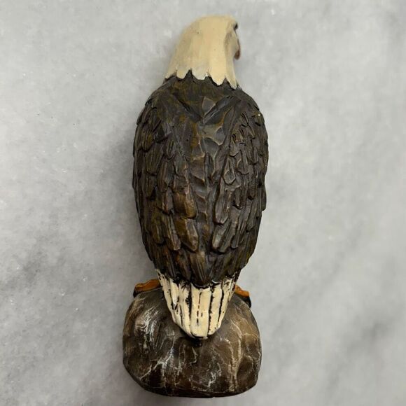 Vintage American Bald Eagle Resin Walking Stick Top Figurine Brown Black 4" - Picture 4 of 9